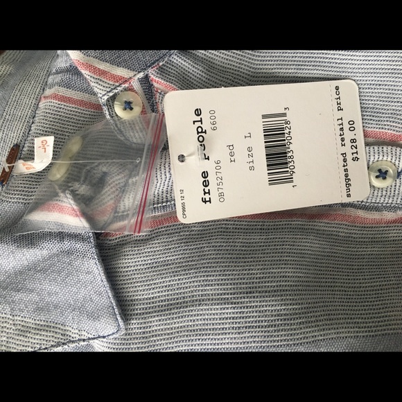 Free People New Spring Love Striped Tunic Top Red - Picture 8 of 9